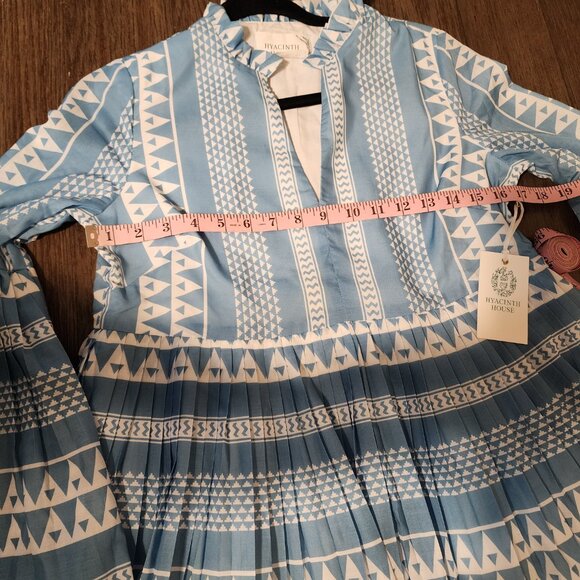 Hyacinth House Blue & White Bell Sleeved Blaine Mini Dress NWT XS - Picture 5 of 12